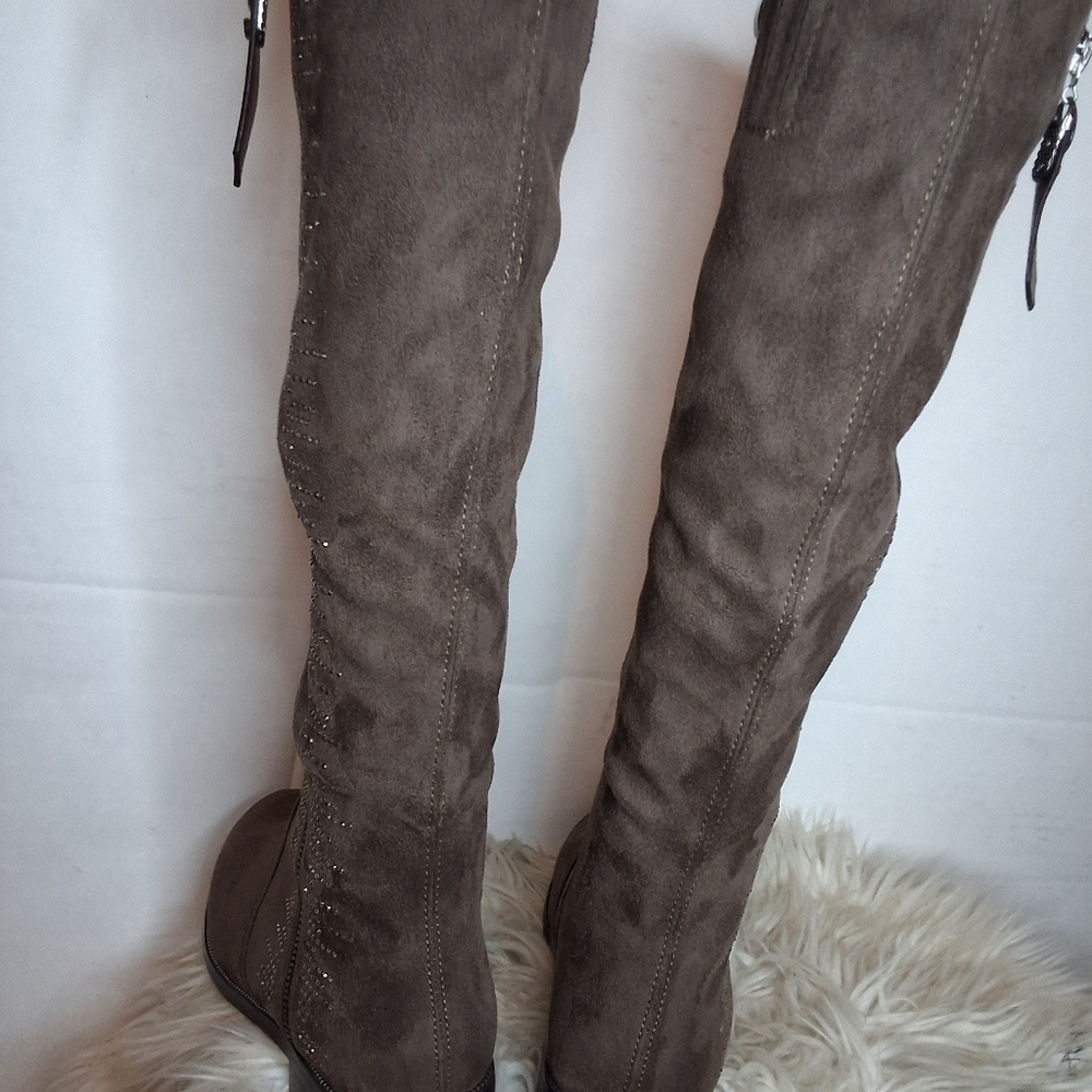 Azura Blackenbury Taupe Bling Knee High Boots  38 7.5-8. NWB - Picture 6 of 16